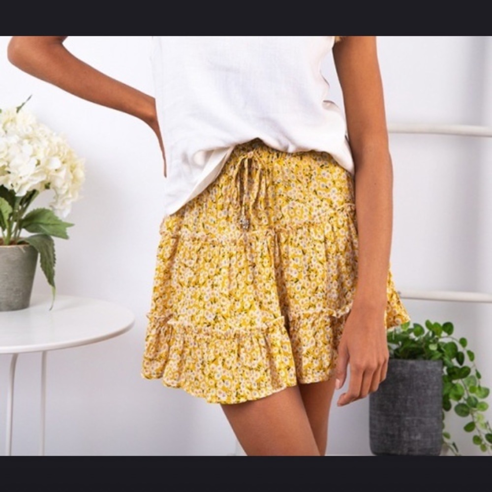 Yellow floral skirt